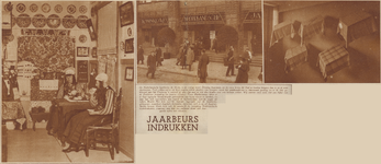 874244 Collage van 3 foto's betreffende de 32e Jaarbeurs op en rond het Vredenburg te Utrecht, met links een afbeelding ...